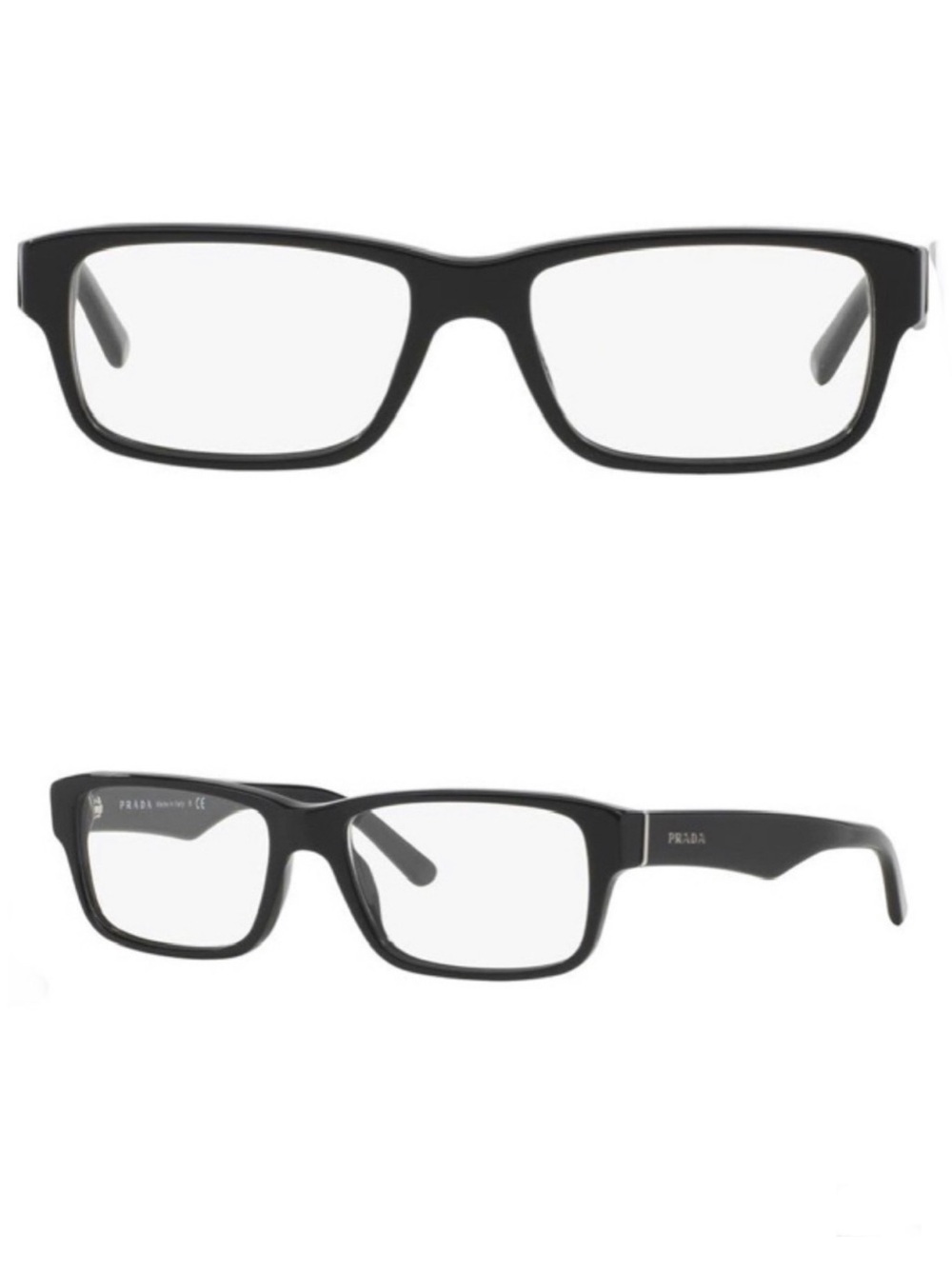 PRADA 55mm Rectangular Optical Glasses Black NEW In Case With Box